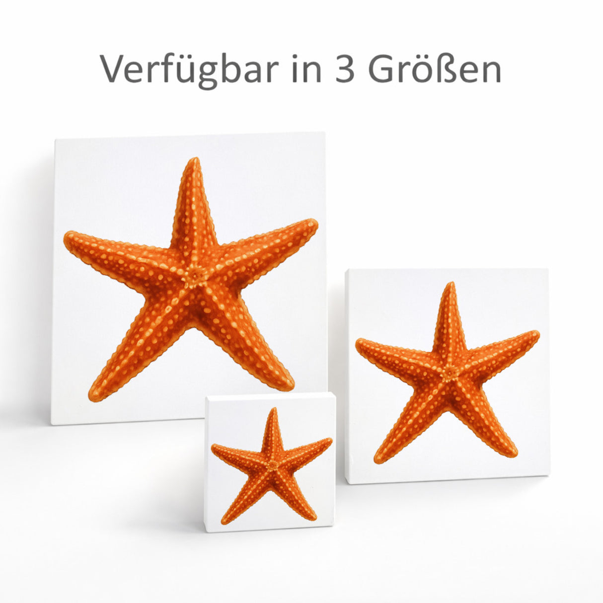 Wasserwelt Seestern Aquarell Holzbild in 10x10 cm zum Stellen oder Aufhängen