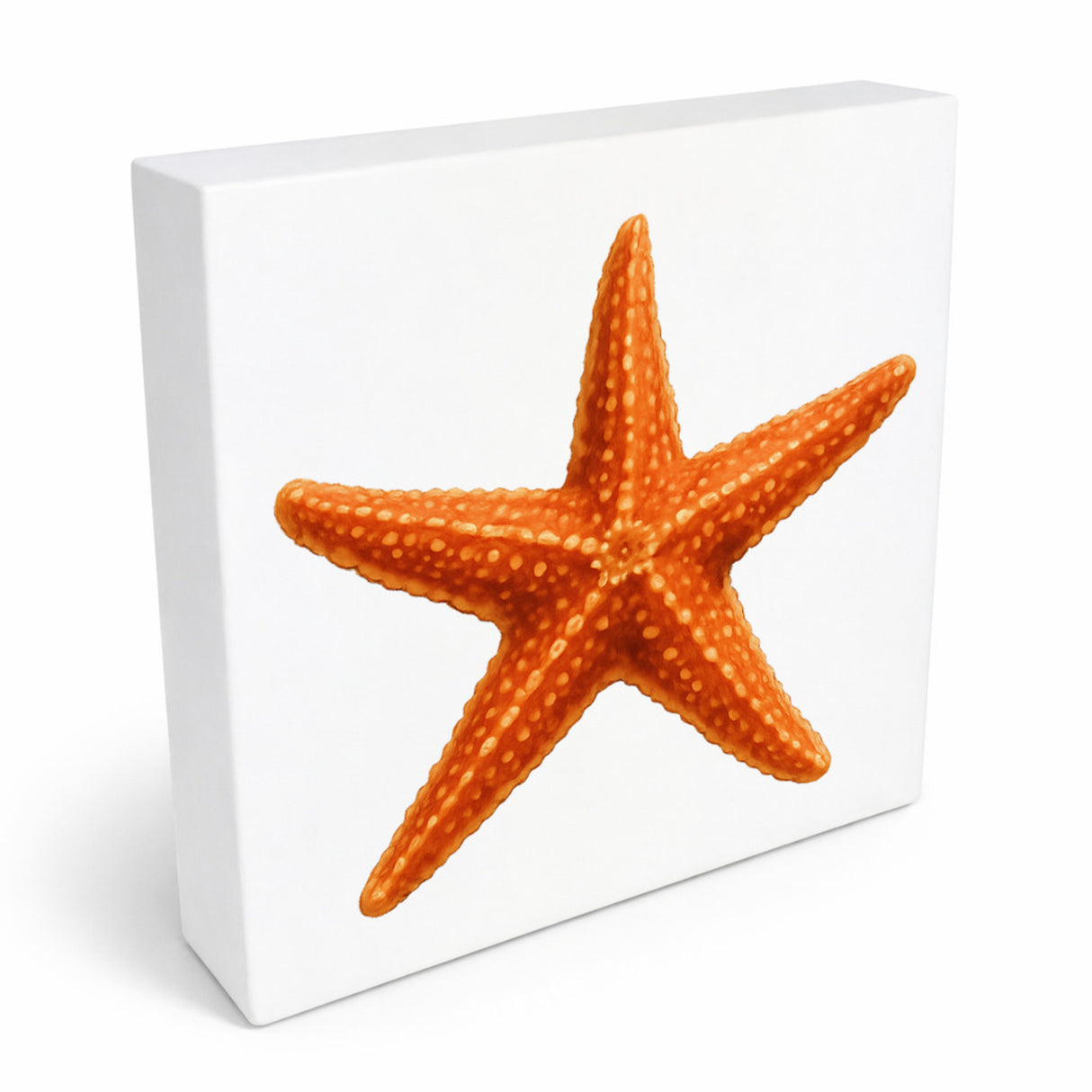 Wasserwelt Seestern Aquarell Holzbild in 10x10 cm zum Stellen oder Aufhängen