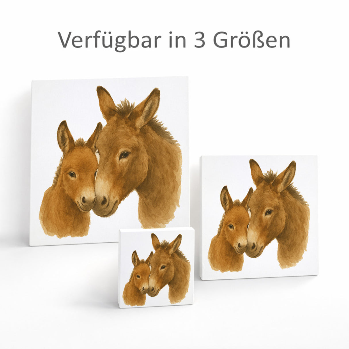 Eselmomente Esel Mutter Kind Holzbild in 10x10 cm zum Stellen oder Aufhängen
