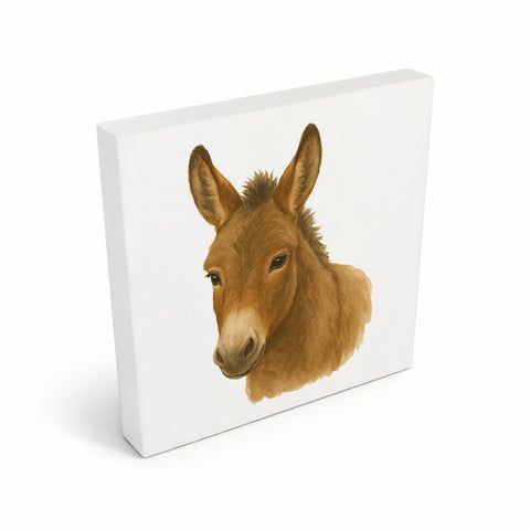 Eselmomente Esel Porträt Holzbild in 10x10 cm zum Stellen oder Aufhängen