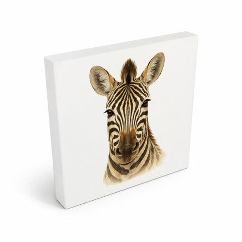 Tierische Eleganz Zebrakopf Holzbild in 10x10 cm zum Stellen oder Aufhängen