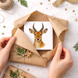 Tierische Eleganz Antilopenkopf Holzbild in 10x10 cm zum Stellen oder Aufhängen