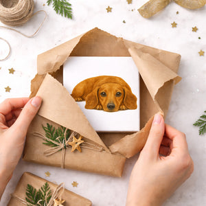 Dackelträume Dackel Illustration Holzbild in 10x10 cm zum Stellen oder Aufhängen