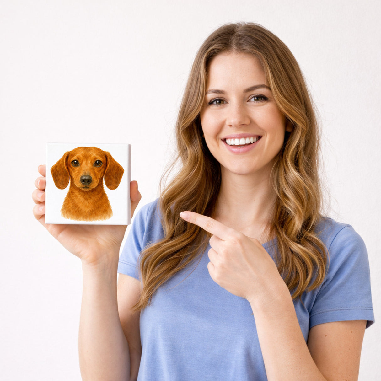 Dackelträume Dackel Portrait Holzbild in 10x10 cm zum Stellen oder Aufhängen