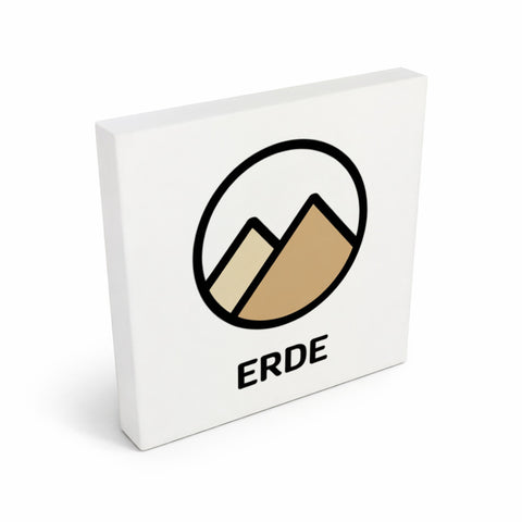 Natur Energie Berge Holzbild in 10x10 cm zum Stellen oder Aufhängen