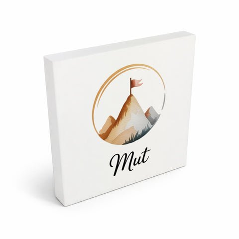 Seelenstärke Berggipfel Holzbild in 10x10 cm zum Stellen oder Aufhängen