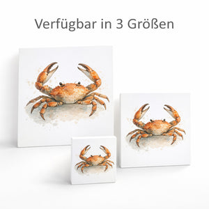 Küstenklänge Krabbe Holzbild in 10x10 cm zum Stellen oder Aufhängen