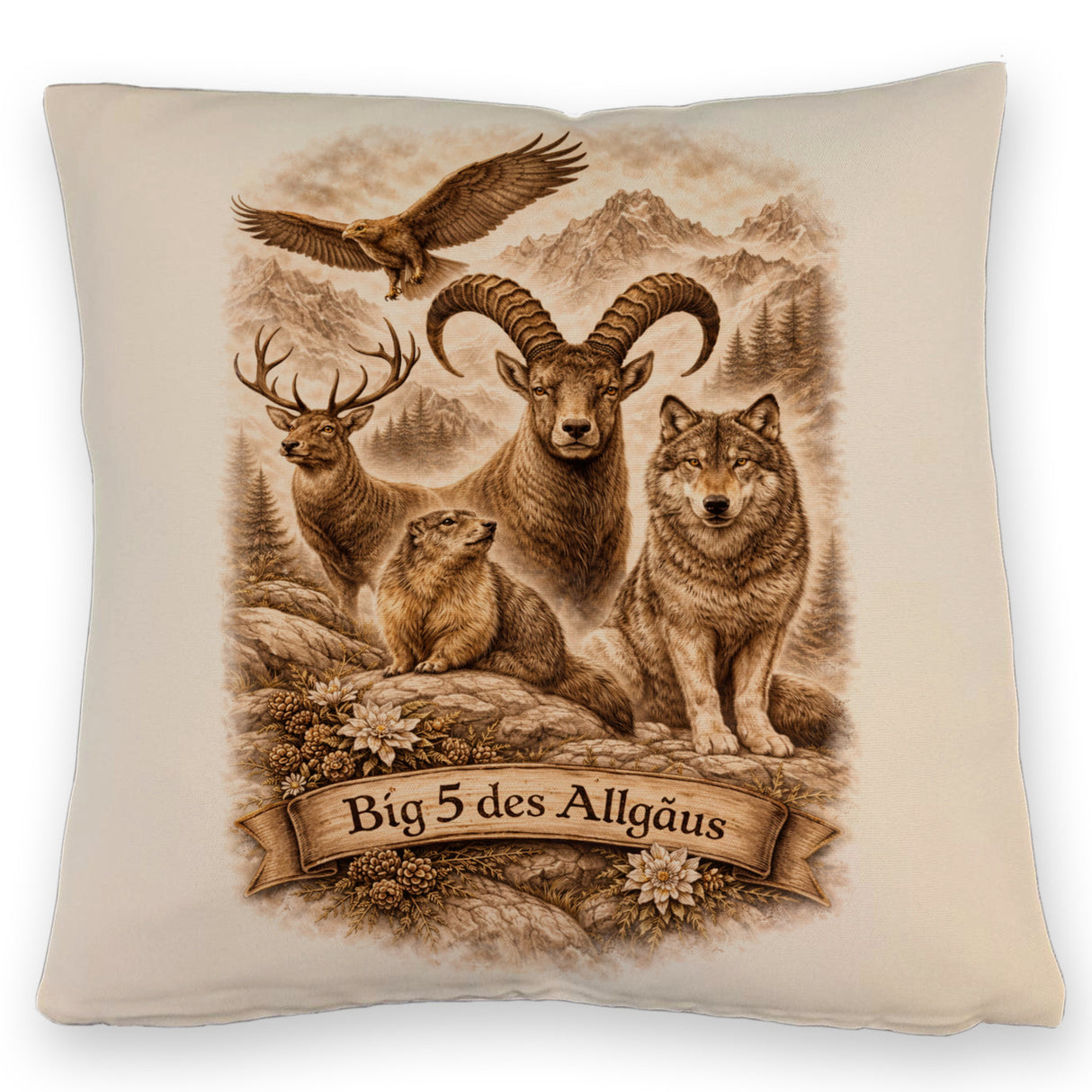 Big 5 des Allgäus Kissen mit Tiermotiven