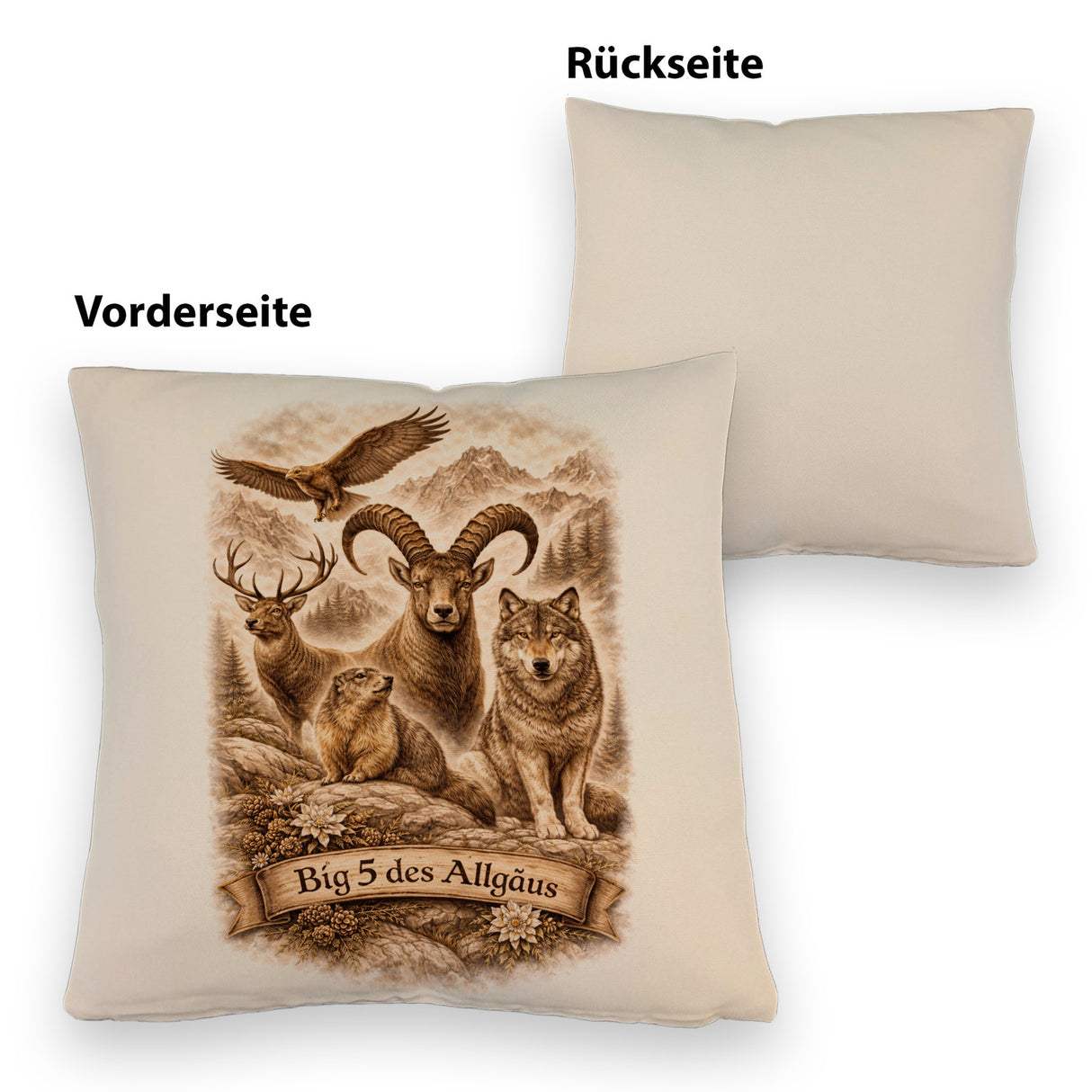 Big 5 des Allgäus Kissen mit Tiermotiven