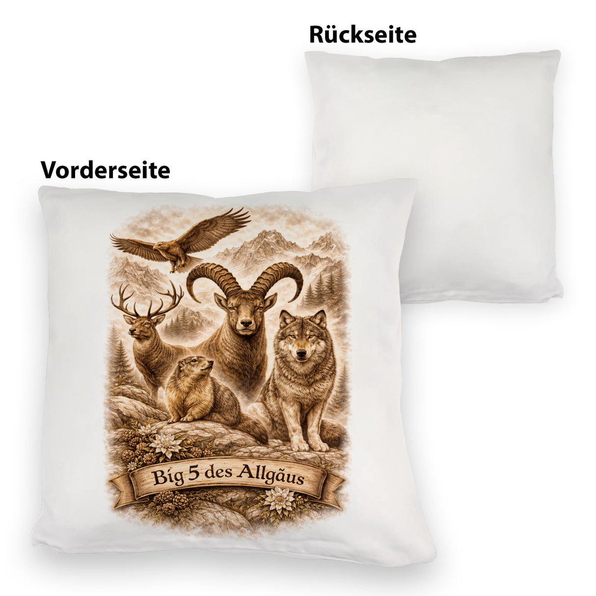 Big 5 des Allgäus Kissen mit Tiermotiven