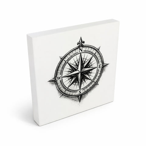 See Geflüster Kompassrose Holzbild in 10x10 cm zum Stellen oder Aufhängen