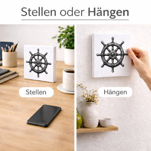 See Geflüster Schiffssteuerrad Holzbild in 10x10 cm zum Stellen oder Aufhängen