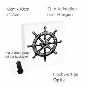 See Geflüster Schiffssteuerrad Holzbild in 10x10 cm zum Stellen oder Aufhängen