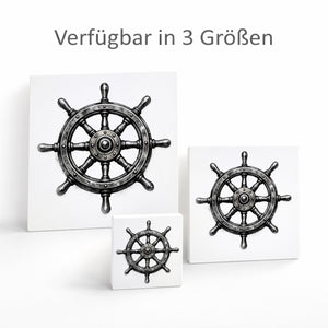 See Geflüster Schiffssteuerrad Holzbild in 10x10 cm zum Stellen oder Aufhängen