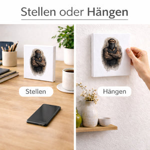 Drei coole Affen nichts sprechen Holzbild in 10x10 cm zum Stellen oder Aufhängen