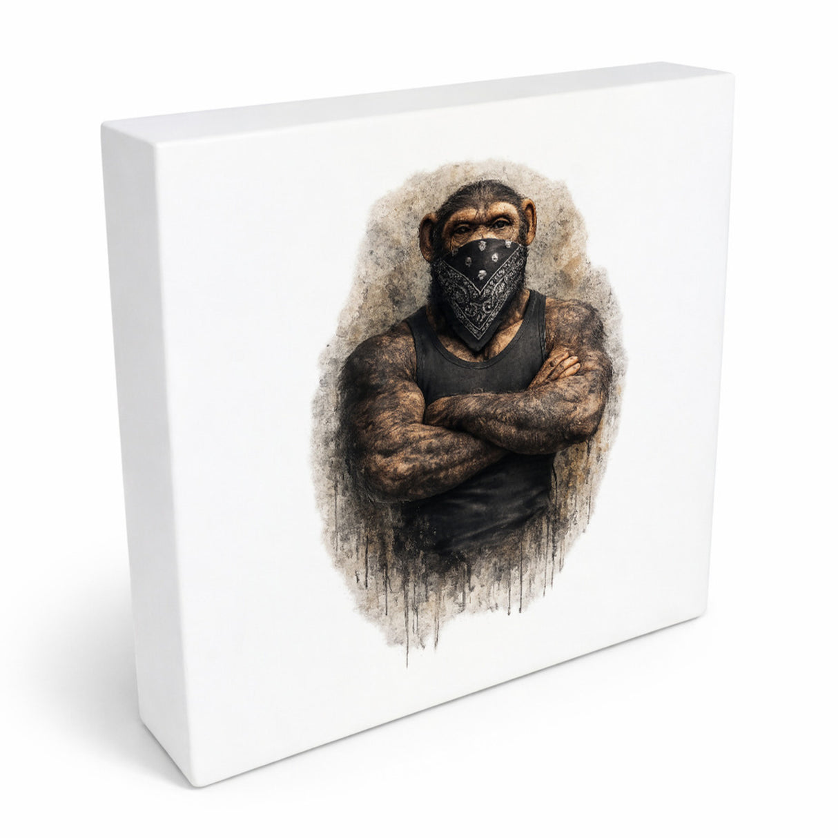 Drei coole Affen nichts sprechen Holzbild in 10x10 cm zum Stellen oder Aufhängen