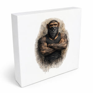 Drei coole Affen nichts sprechen Holzbild in 10x10 cm zum Stellen oder Aufhängen