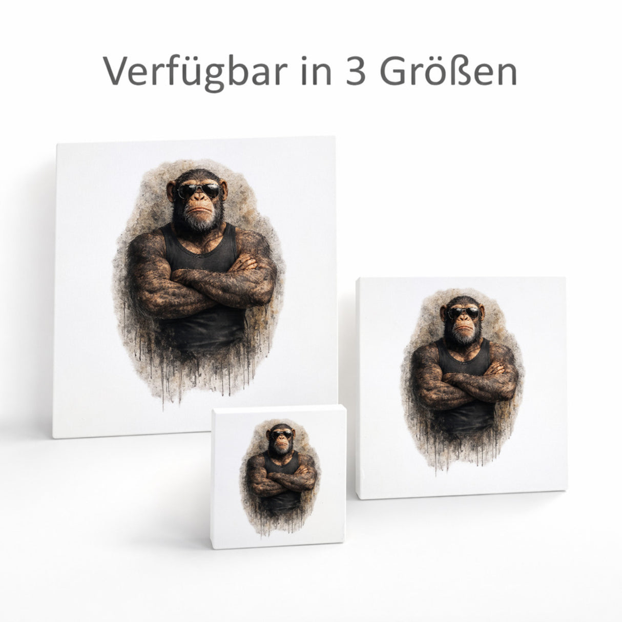 Drei coole Affen nichts sehen Holzbild in 10x10 cm zum Stellen oder Aufhängen
