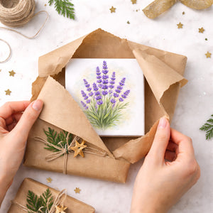 Blumen Freude Lavendel Holzbild in 10x10 cm zum Stellen oder Aufhängen