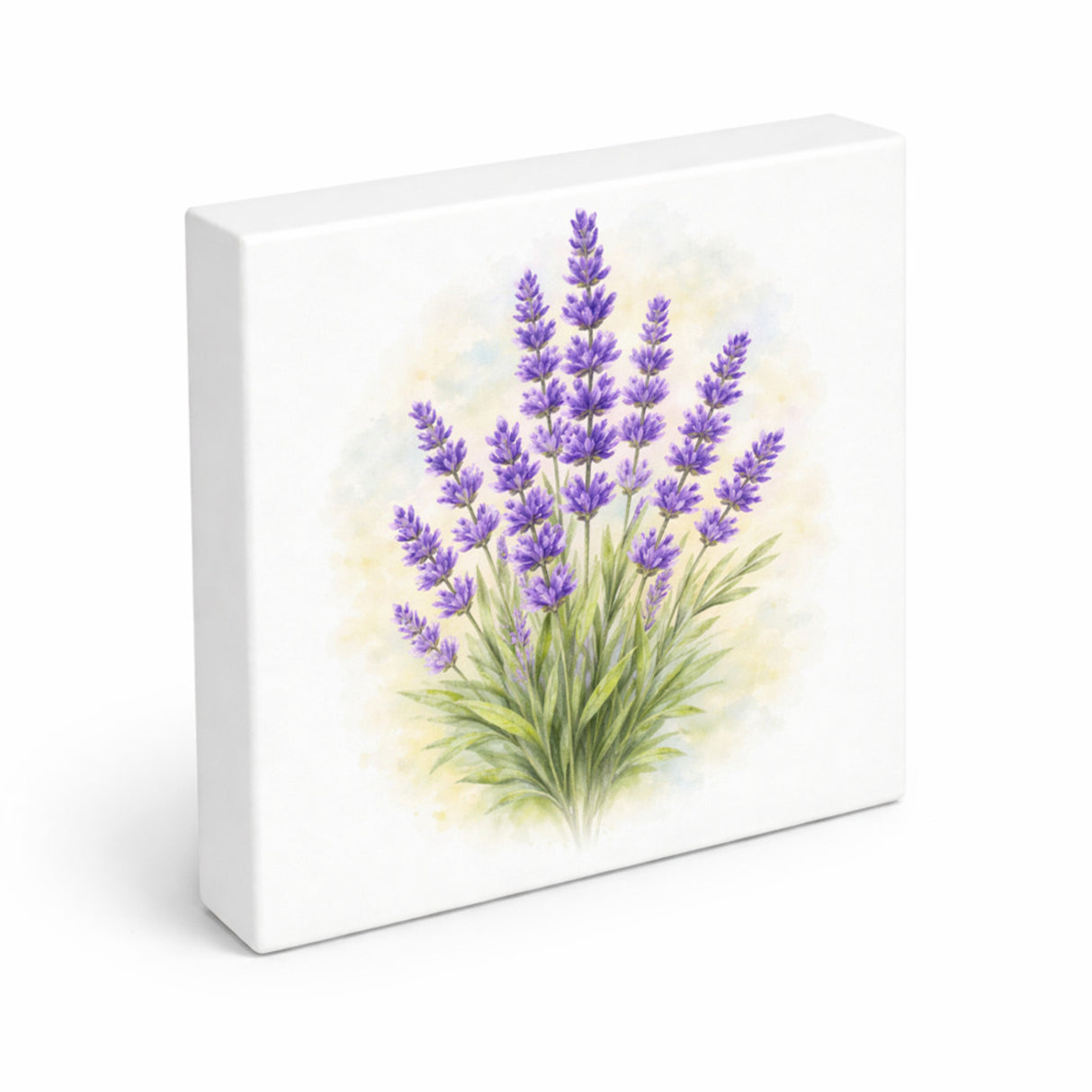 Blumen Freude Lavendel Holzbild in 10x10 cm zum Stellen oder Aufhängen