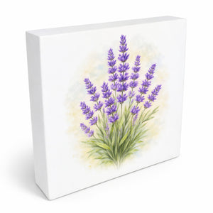 Blumen Freude Lavendel Holzbild in 10x10 cm zum Stellen oder Aufhängen