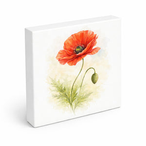 Blumen Freude Mohnblume Holzbild in 10x10 cm zum Stellen oder Aufhängen