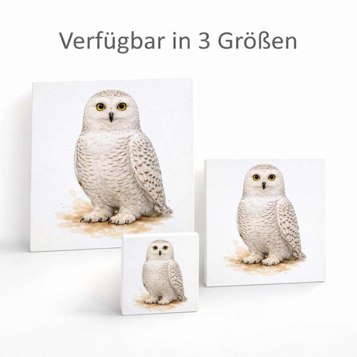 Schneeeulenzauber Schnee-Eule Holzbild in 10x10 cm zum Stellen oder Aufhängen