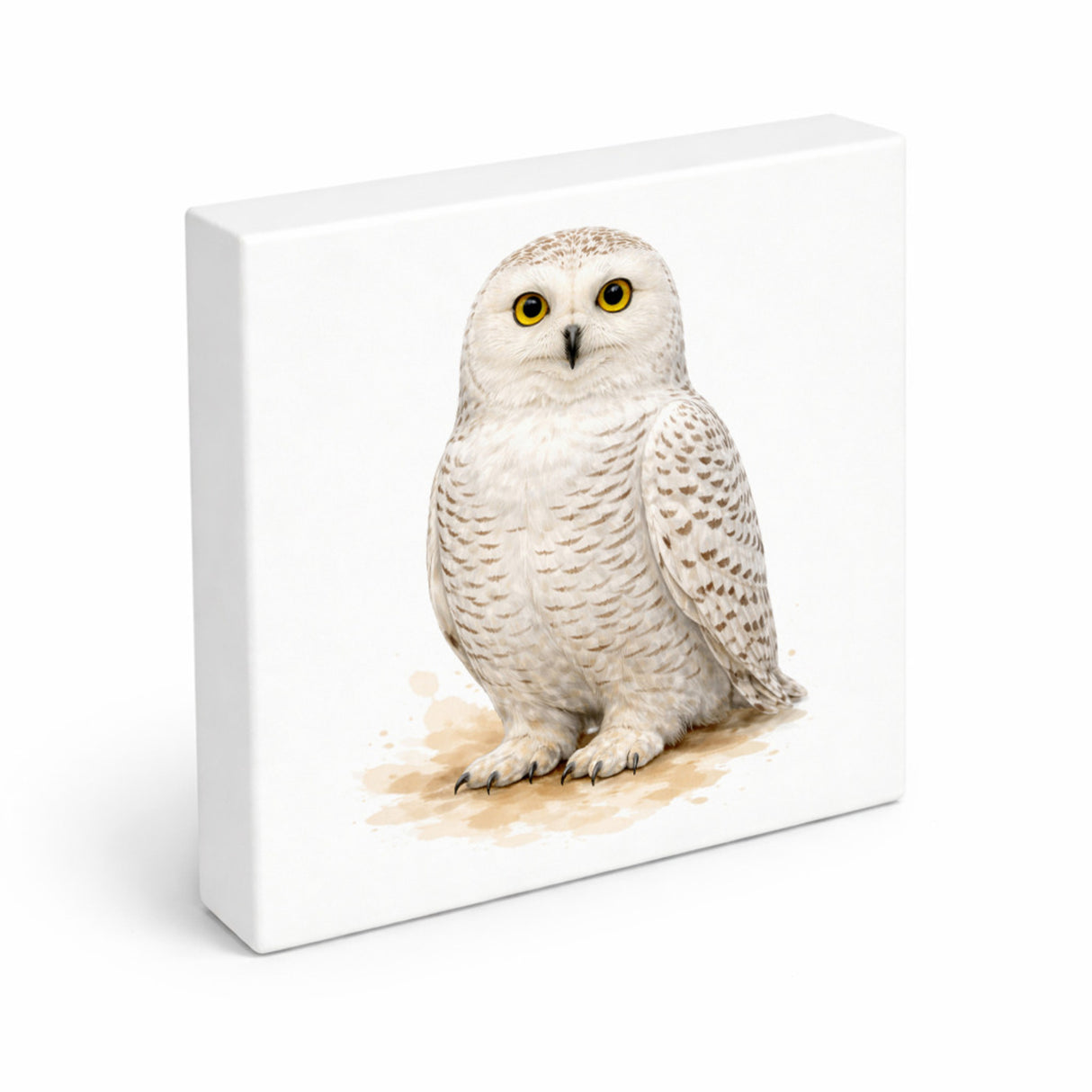 Schneeeulenzauber Schnee-Eule Holzbild in 10x10 cm zum Stellen oder Aufhängen