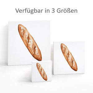Mediterrane Schätze Baguette Brot Holzbild in 10x10 cm zum Stellen oder Aufhängen