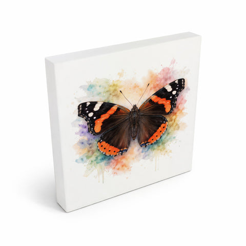 Schmetterlingszauber Admiral Holzbild in 10x10 cm zum Stellen oder Aufhängen