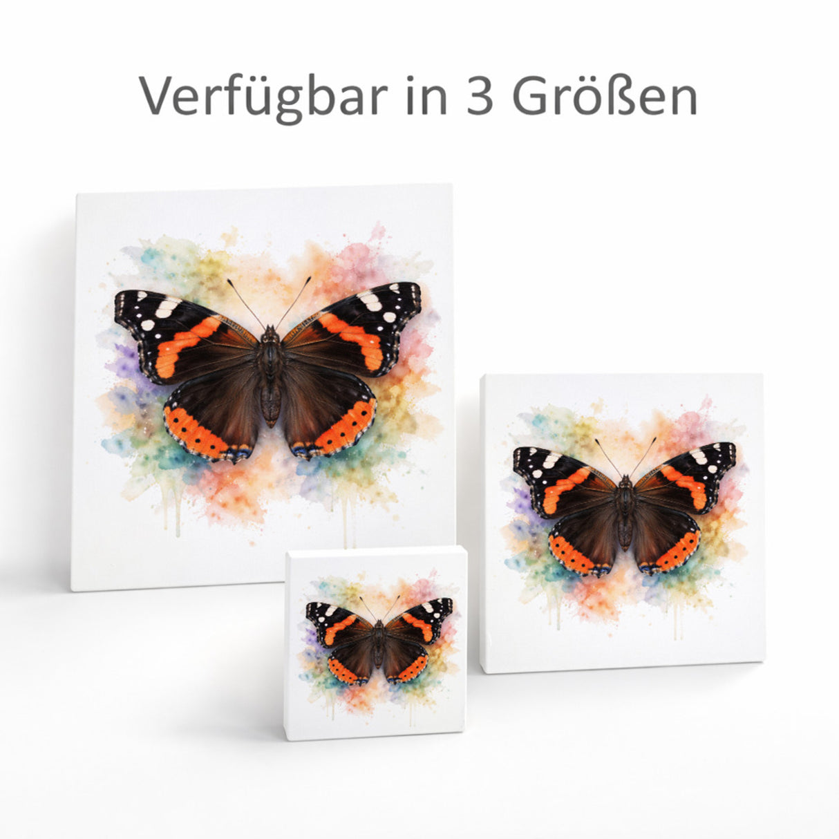 Schmetterlingszauber Admiral Holzbild in 10x10 cm zum Stellen oder Aufhängen