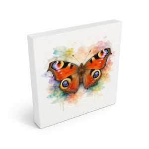 Schmetterlingszauber Tagpfauenauge Holzbild in 10x10 cm zum Stellen oder Aufhängen