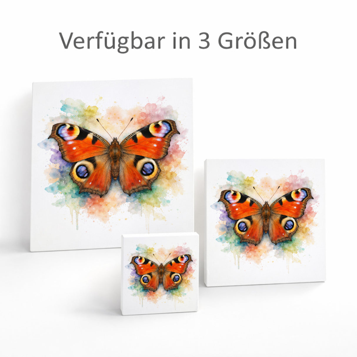 Schmetterlingszauber Tagpfauenauge Holzbild in 10x10 cm zum Stellen oder Aufhängen