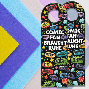Comic Türhänger mit Spruch: Comic-Fan braucht Ruhe