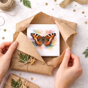 Schmetterlingszauber Kleiner Fuchs Holzbild in 10x10 cm zum Stellen oder Aufhängen