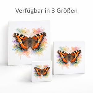 Schmetterlingszauber Kleiner Fuchs Holzbild in 10x10 cm zum Stellen oder Aufhängen