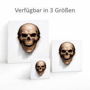 Klingenschädel Totenkopf 2 Holzbild in 10x10 cm zum Stellen oder Aufhängen
