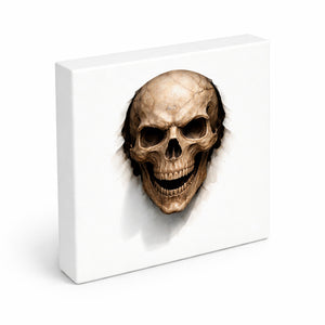 Klingenschädel Totenkopf 2 Holzbild in 10x10 cm zum Stellen oder Aufhängen