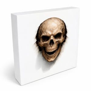 Klingenschädel Totenkopf 2 Holzbild in 10x10 cm zum Stellen oder Aufhängen