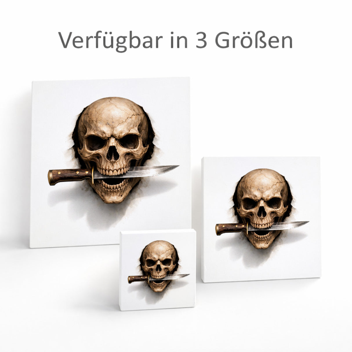 Klingenschädel Totenkopf 1 Holzbild in 10x10 cm zum Stellen oder Aufhängen