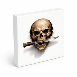 Klingenschädel Totenkopf 1 Holzbild in 10x10 cm zum Stellen oder Aufhängen