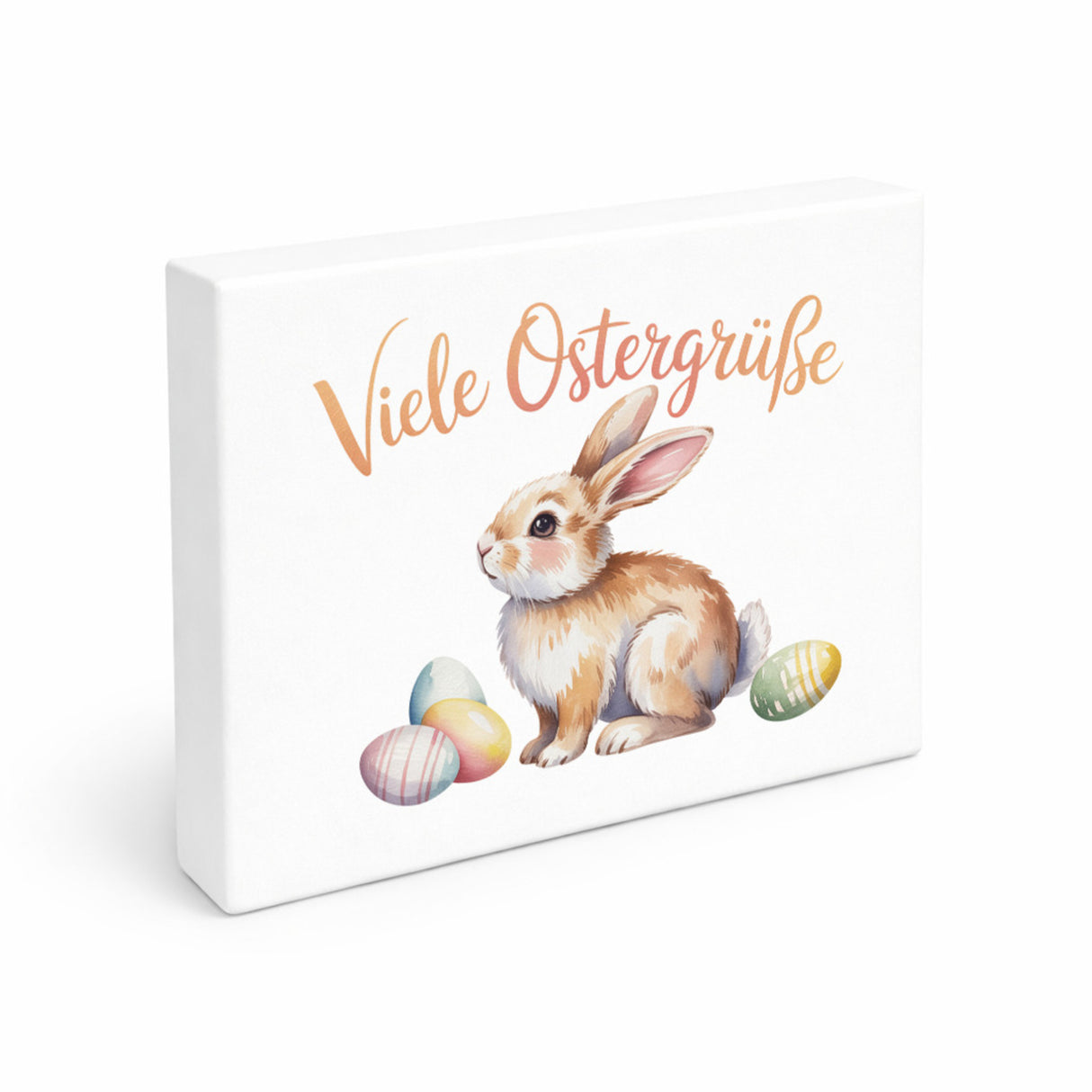 Osterhase Aquarell Holzbild in 20x15 cm zum Stellen oder Aufhängen Viele Ostergrüße