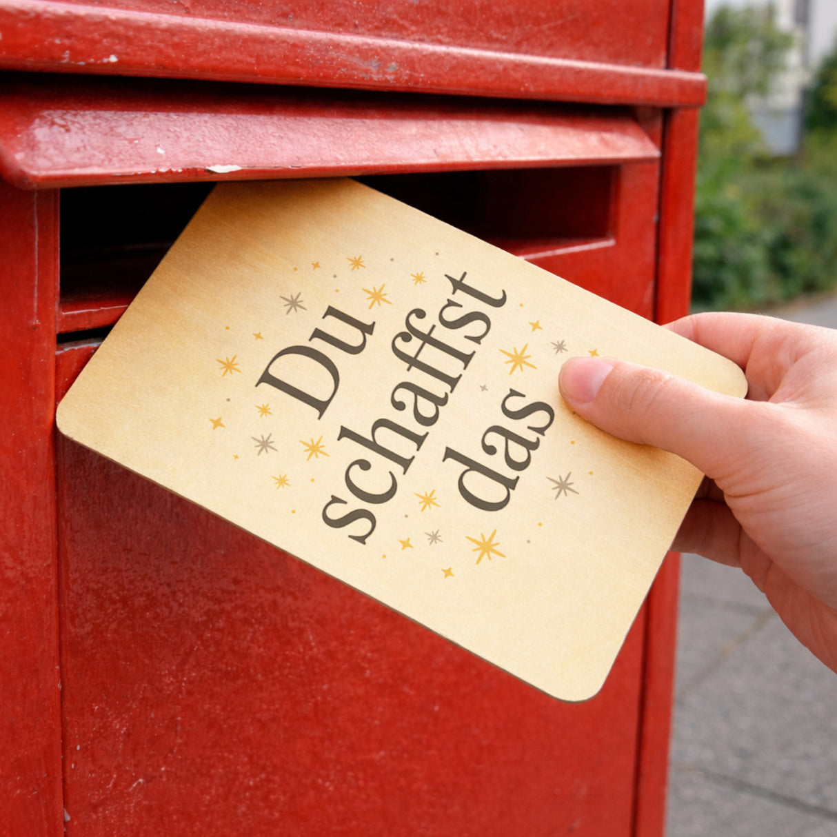 Du schaffst das Postkarte aus Holz