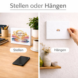 Sonnenuntergang Genieße den Moment Holzbild in 20x15 cm zum Stellen oder Aufhängen