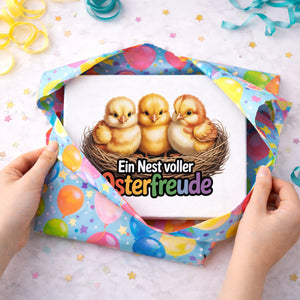 Oster-Küken Holzbild in 20x15 cm zum Stellen oder Aufhängen Ein Nest voller Osterfreude