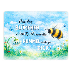 Hummel zu dick Gänseblümchen Aquarell Metallschild in 15x20 cm mit Spruch