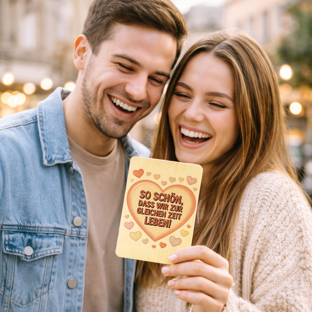 So schön, dass wir zur gleichen Zeit leben! Postkarte aus Holz