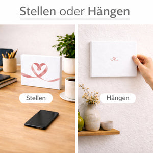 Herz Schleifenband Holzbild in 20x15 cm zum Stellen oder Aufhängen