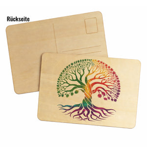 Lebensbaum Postkarte aus Holz