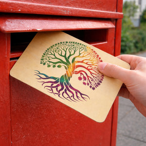 Lebensbaum Postkarte aus Holz